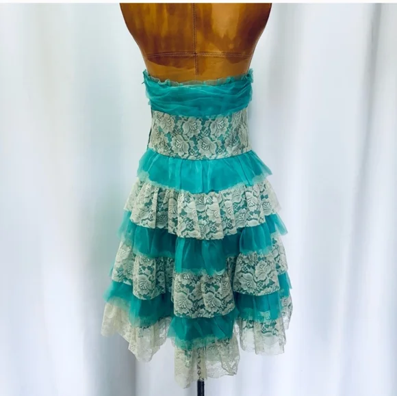 Betsey Johnson Blue and White Lace Midi Dress - Picture 5 of 10